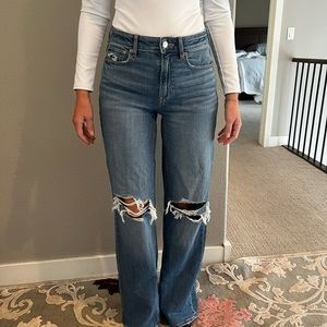 American Eagle High rise, baggy, long jeans.